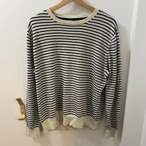 Peyton & Parker Navy Blue/Cream Striped Scoop Neck Sweater